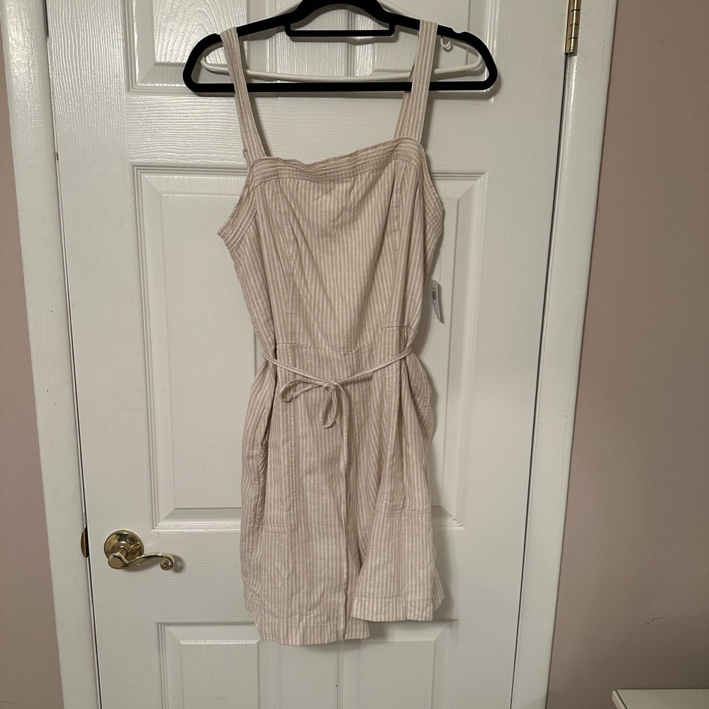 Cream and white striped romper